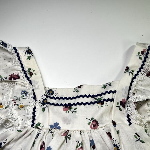 Vtg Mini World Inc. Pink Dress frilly lace floral Bow Ruffles sz 2t Full Circle - Picture 7 of 7